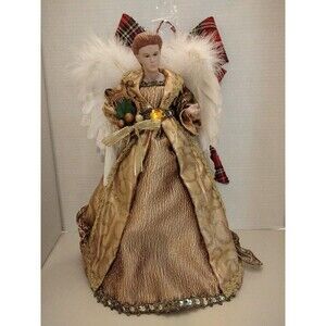 14" Gold Porcelain Harp Angle Christmas Tree Topper Tabletop Display
